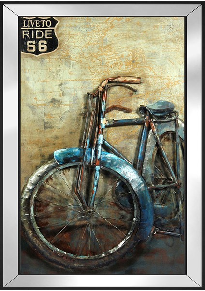 Live To Ride 66 Eski Bisiklet Motifli Kanvas Tablo