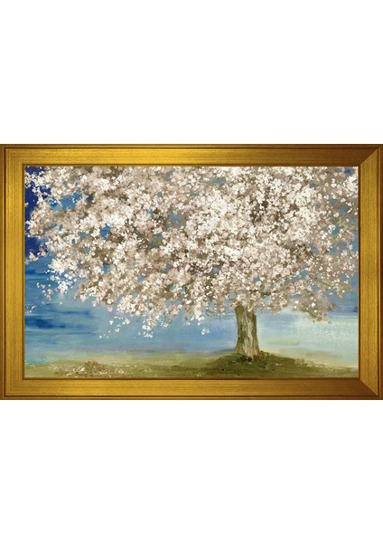 Beyaz Yapraklı Ağaçlar Soyut Motifli Kanvas Tablo