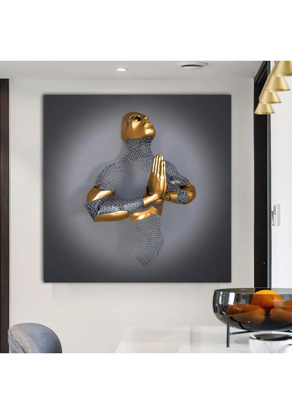 Dua Metalik ve Gold Efektli Duvar Sanatı Kanvas Tablo