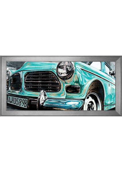 1965 Volvo Yağlı Boya Klasik Araba Motifli Kanvas Tablo
