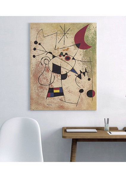 Joan Miro - Pajaro Relampago Cegado Fuego Luna Tablo 60 x 80 cm