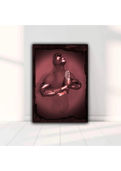 Pray - Dua Bakır Efektli Duvar Sanatı Kanvas Tablo