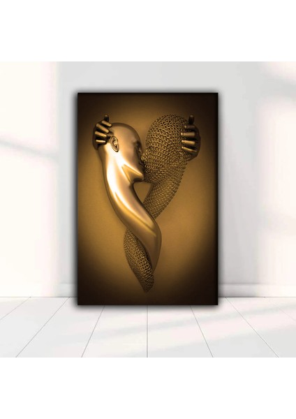 Biz Ayrılamayız Altın Efektli Duvar Sanatı Kanvas Tablo