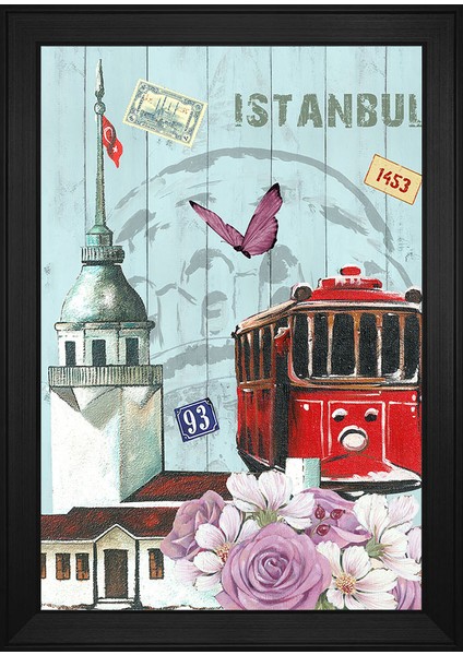 Istanbul Pul Motifli Kanvas Tablo