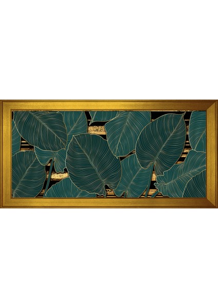 Yeşil Yapraklar Soyut Motifli Kanvas Tablo