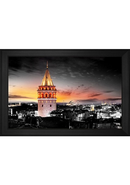 Galata Kulesi ve Gece Motifli Kanvas Tablo