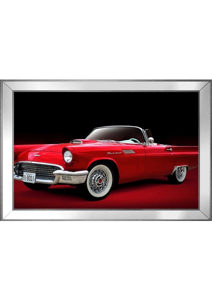 Kırmızı 1957 Ford Thunderbird Klasik Araba-1 Motifli Kanvas Tablo