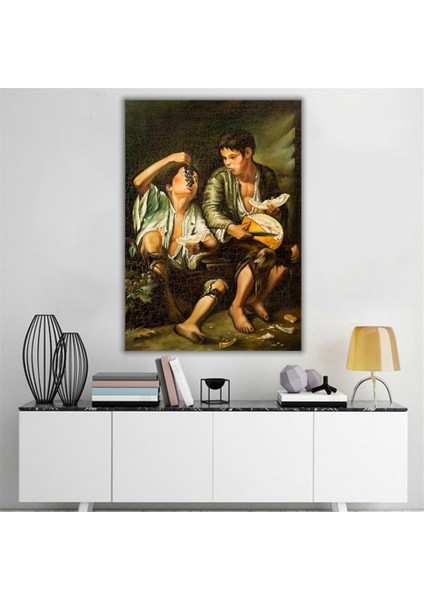 Yemek Yiyen Çocuklar Kanvas Tablo 70X100