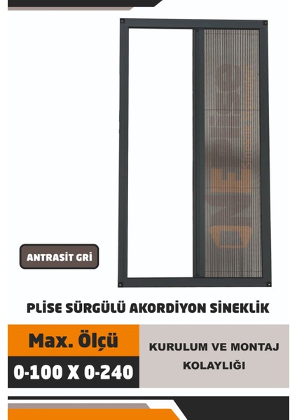 Plise Pileli Sürgülü Kapı Sinekliği ( Demir Kapı,pimapen Kapı)Kapı Için Sineklik En: 0-100 x Boy: 0-240)