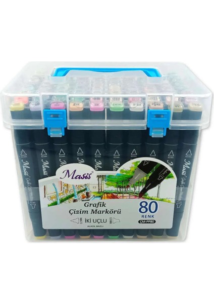 Çift Taraflı Twin gr afik Marker Kalem Seti 80 Renk