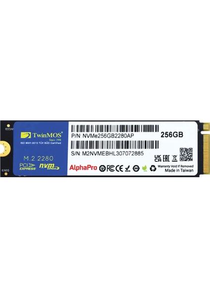 NVMe256GB2280Ap 256GB 3600-3250MB M.2 PCIe Gen3 NVMe SSD