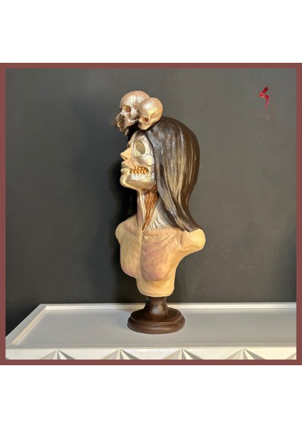 Şeker kafatası Catrina büstü –güçlü kadın figürü, dekoratif sanatı, heykel–Mükemel orijinal tasarım