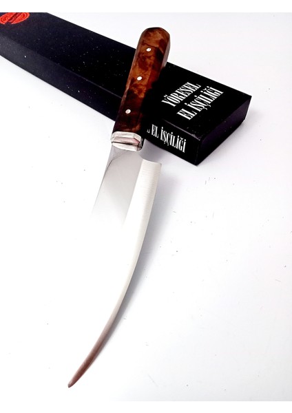 El Yapımı Ceviz Saplı Paslanmaz Çelikten Şef Bıçağı Uzunluk 33 cm (Kutulu) fiyatları