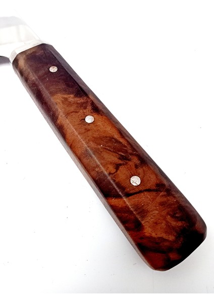 El Yapımı Ceviz Saplı Paslanmaz Çelikten Şef Bıçağı Uzunluk 33 cm (Kutulu) modelleri