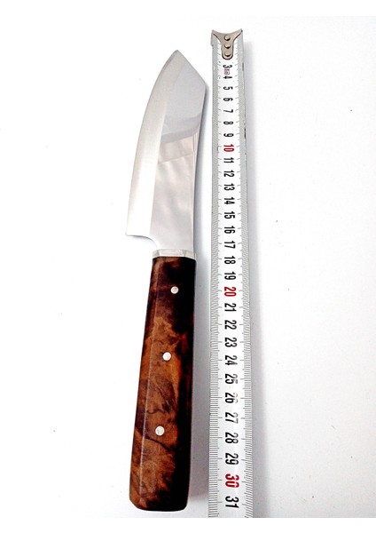 El Yapımı Ceviz Saplı Paslanmaz Çelikten Şef Bıçağı Uzunluk 33 cm (Kutulu) indirimleri