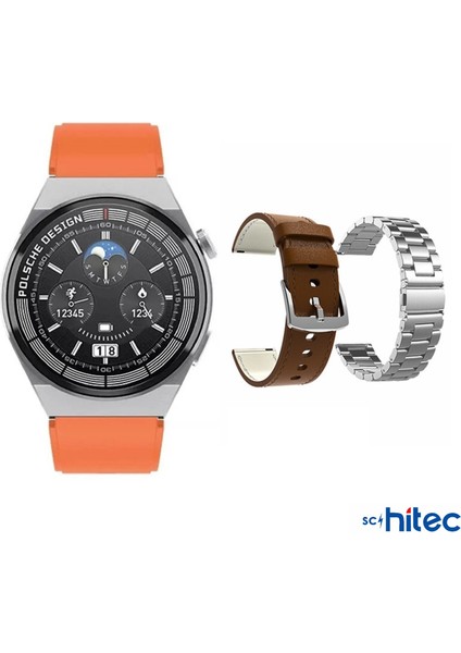 ScHitec 2024 Watch GT3 Max Android İos HarmonyOs Uyumlu Akıllı Saat Turuncu