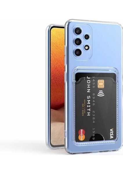 Galaxy A52 Kılıf Kartlıklı Şeffaf Setra Clear Silikon Kapak