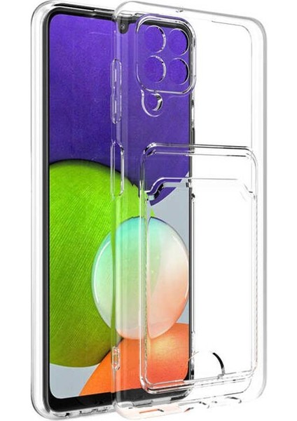 Galaxy A12 Kılıf Kartlıklı Şeffaf Setra Clear Silikon Kapak