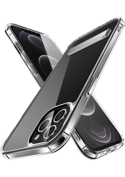 Apple iPhone 13 Pro Kılıf Standlı Şeffaf Silikon L-Stand Kapak