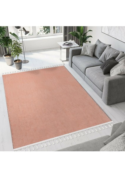 Comfort Puffy Ponpon Saçaklı Peluş Halı Pembe modelleri