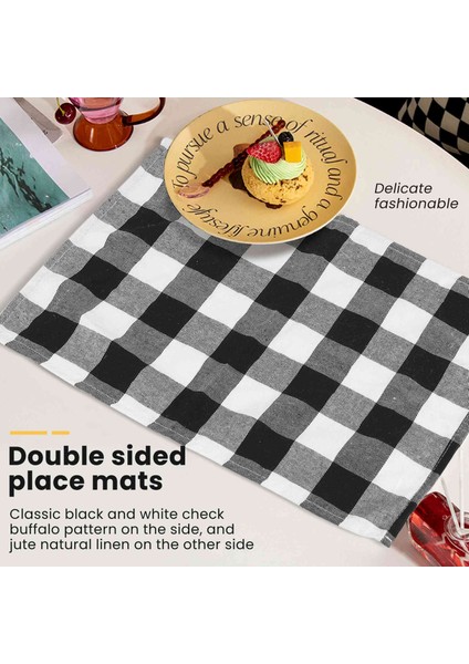 Günlük Yerleştirme, Çiftlik Evi Dekorasyonu, Aile Yemeği, Barbekü ve Şenlikli Vb Için 4 Adet Siyah Beyaz Servis Altlığı Masa Mat Sofra Plaka Servis Altlığı (Yurt Dışından) indirimleri