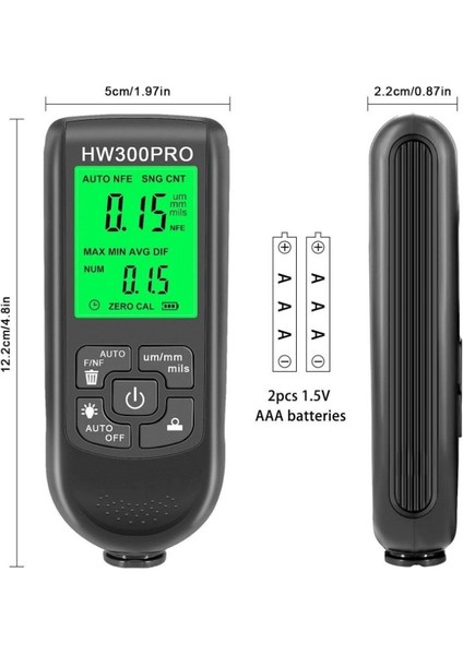 HW-300PRO Araba Boyası Film Otomatik Kalınlık Ölçer 0-2000UM Fe & Nfe Kaplama Kalınlık Test Cihazı Manuel Otomotiv Boyası Araçları fiyatları