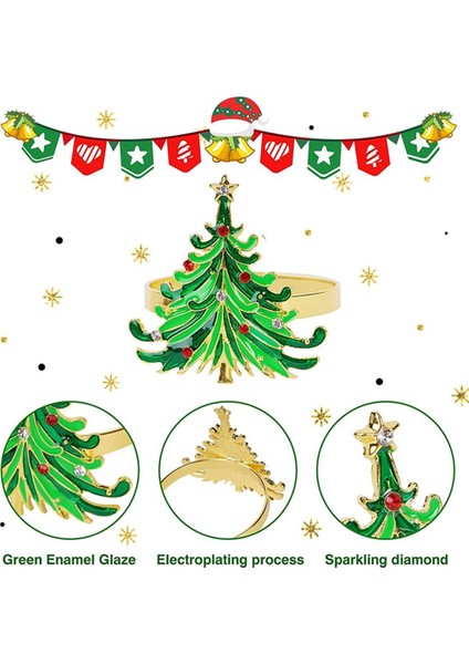Peçete Halkaları, Kırmızı ve Noel Yemek Masası Için Tasarlanmış Altın Yüzükler (Yurt Dışından) fırsatları