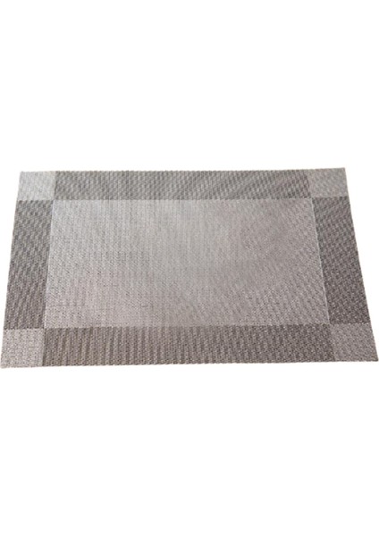 Placemat Pvc Western Placemat Tek Çerçeve Isı Yalıtım Yastığı Otel Aile Tek Kullanımlık Masa Mat Gümüş Gri (Yurt Dışından)
