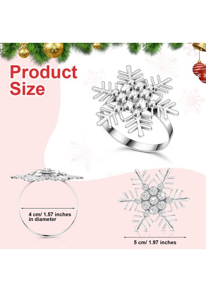 24 Set Rhinestone Kar Tanesi Peçete Halkaları Noel Yemek Masası Süslemeleri Için Toplu Metal Peçete Toka Tutucu (Yurt Dışından) fiyatları