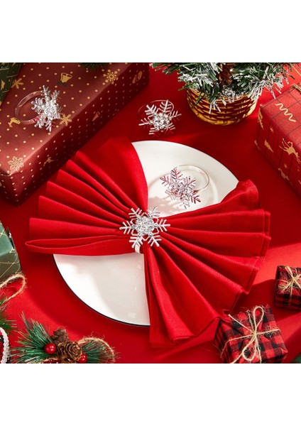 24 Set Rhinestone Kar Tanesi Peçete Halkaları Noel Yemek Masası Süslemeleri Için Toplu Metal Peçete Toka Tutucu (Yurt Dışından) fırsatları