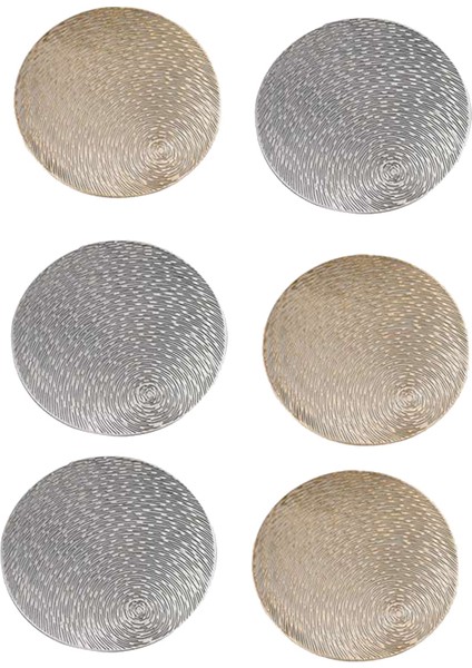 6 Adet Pvc Placemats Kesme Yuvarlak Sigara Yemek Masası Paspaslar Coaster Hometable Dekorasyon, Altın + Gümüş (Yurt Dışından)