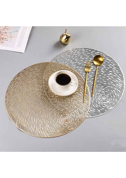 6 Adet Pvc Placemats Kesme Yuvarlak Sigara Yemek Masası Paspaslar Coaster Hometable Dekorasyon, Altın + Gümüş (Yurt Dışından)