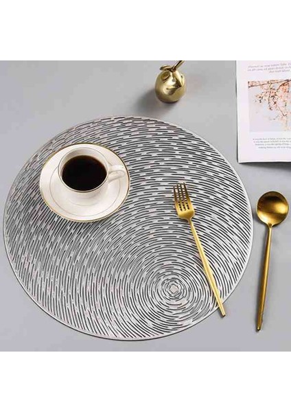 6 Adet Pvc Placemats Kesme Yuvarlak Sigara Yemek Masası Paspaslar Coaster Hometable Dekorasyon, Altın + Gümüş (Yurt Dışından)