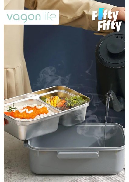 Tek Kat Çift Bölme Bento Lunch Box Ofis-Okul Için Yeni Nesil Sefer Tası Paslanmaz Çelik 588 indirimleri