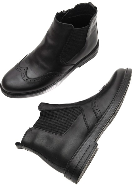 Hakiki Deri MBZYN2307-S Siyah Zımba Detaylı Erkek Bot & Chelsea fiyatları