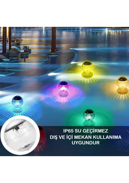 Yüzen Top Havuz Işığı Güneş Enerjili Su Geçirmez Renk Değiştiren Havuz Bahçe Solar Lamba (1 Adet)