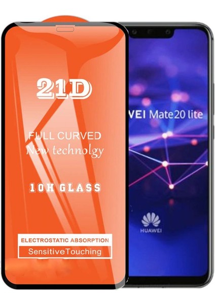 Huawei Mate 20 Lite Ekran Koruyucu 21D Tam Kaplayan Kırılmaz Cam Kavisli