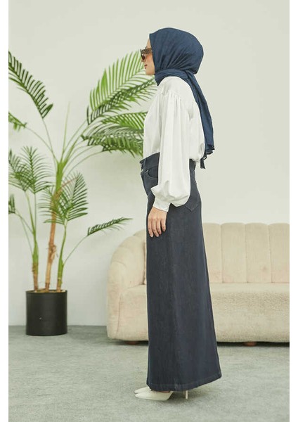 2254-DENIM Klasik Etek Füme modelleri