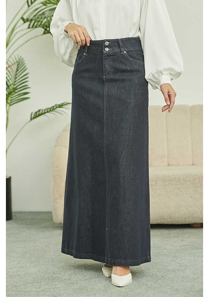 2254-DENIM Klasik Etek Füme indirimleri