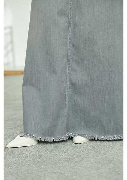 2252-DENIM Püsküllü Etek Gri indirimleri