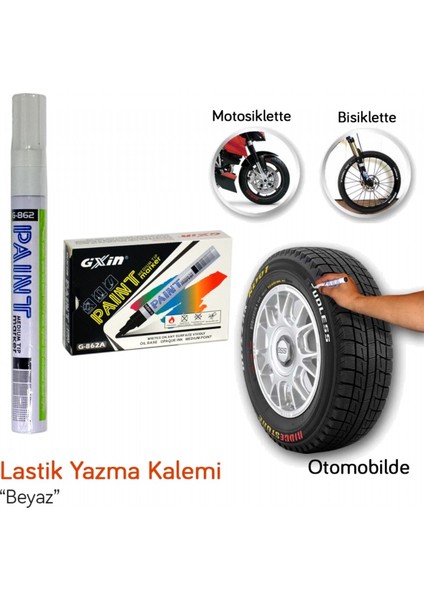 Lastik Yazma Kalemi Beyaz Tekli G-862A OYK8001 Lastik Yazı Kalemleri