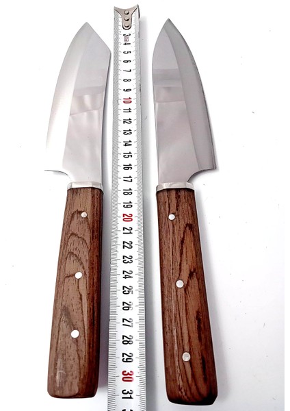 El Yapımı Wenge Saplı Paslanmaz Çelikten Şef Bıçağı Kutulu 2'li 31 cm indirimleri