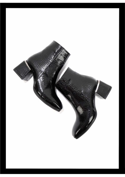 Siyah Rugan Kroko Kadın Bot & Bootie K02874041411