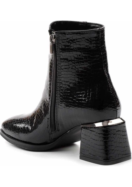 Siyah Rugan Kroko Kadın Bot & Bootie K02874041411