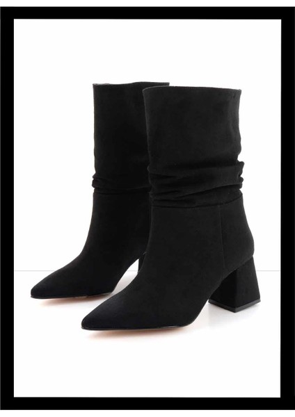 Siyah Süet Kadın Bot & Bootie K02992053002