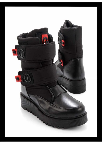 Siyah Hakiki Deri Kadın Bot & Bootie K02724986303