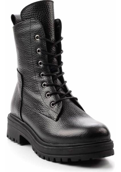 Siyah Hakiki Deri Kadın Bot & Bootie K02208020703