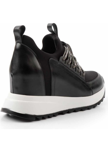 Siyah Siyah Streç Kadın Sneaker K01413055609