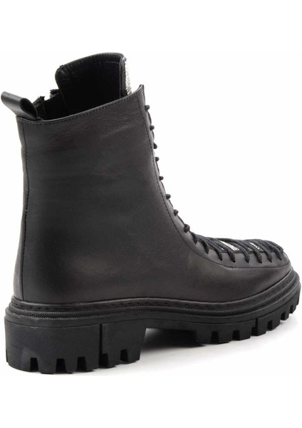 Siyah Lame Taşlı Hakiki Deri Kadın Bot & Bootie K02178001203 fırsatları