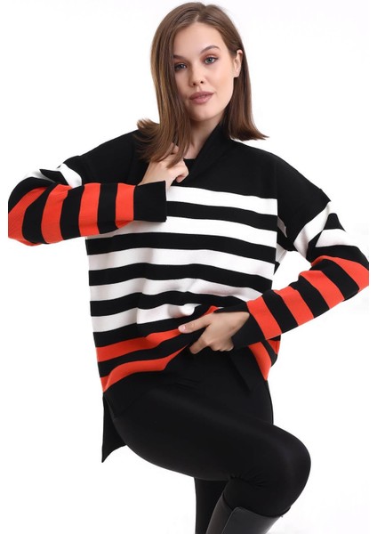 Çizgili Balıkçı Yaka Triko Tunik 1416